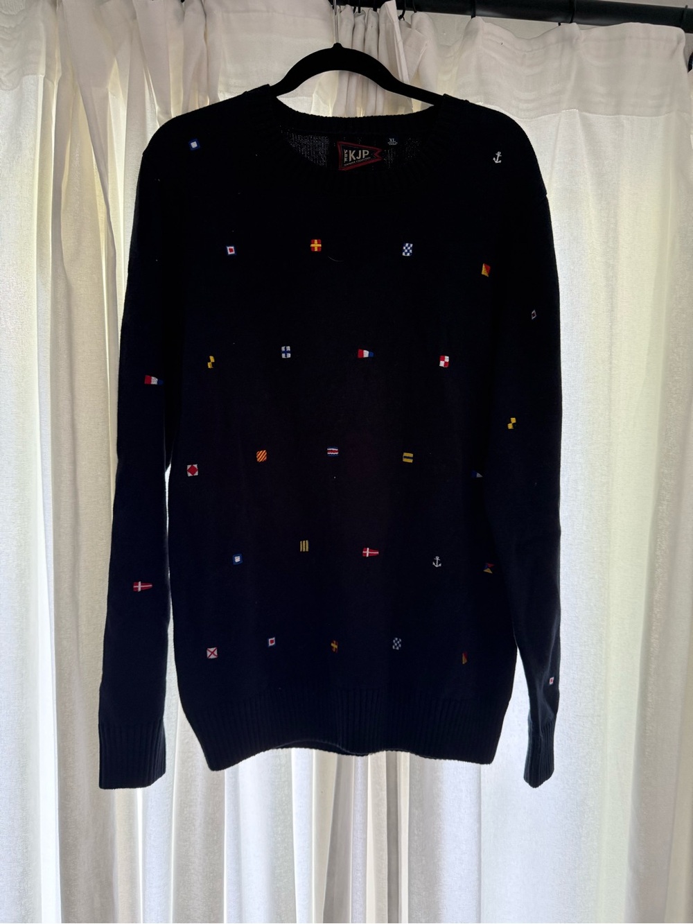KJP Navy Crewneck Sweater with Nautical Embroidery
